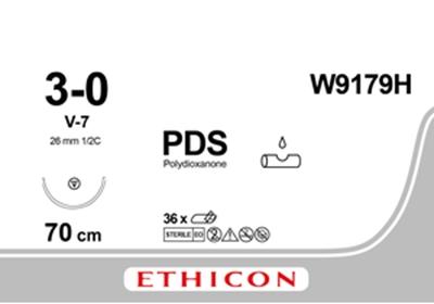 PDS II фіолетовий 70CM M2 USP3/0 одна голка V-7, тип колючо-ріжуча Tapercut, 26мм, 1/2 кола